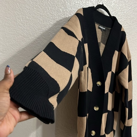 KEISER CLARKCHEVRON CHECK KNIT CARDIGAN Men Large - Picture 2 of 7